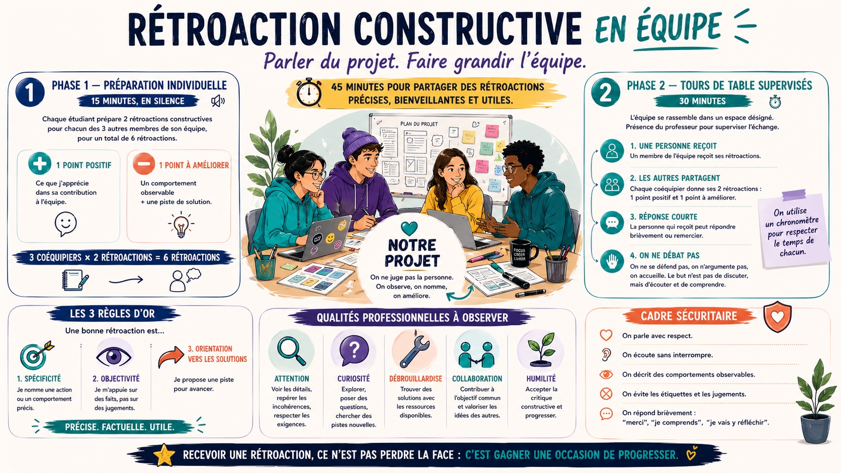 Activité supervisée de rétroaction constructive en équipe